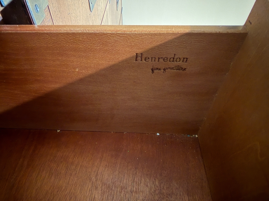 (2) Mid-Century Modern Henredon Fine Furniture Walnut Campaign-Style 6-Drawer Dresser 39W X 19D X 30H And 2-Drawer Cabinet 36W X 19D X 30H [Photo 10]