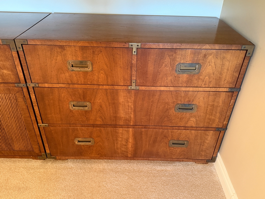 (2) Mid-Century Modern Henredon Fine Furniture Walnut Campaign-Style 6-Drawer Dresser 39W X 19D X 30H And 2-Drawer Cabinet 36W X 19D X 30H [Photo 9]
