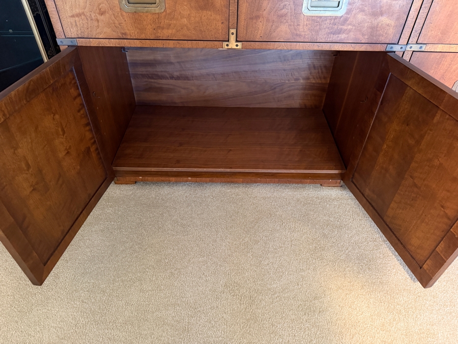 (2) Mid-Century Modern Henredon Fine Furniture Walnut Campaign-Style 6-Drawer Dresser 39W X 19D X 30H And 2-Drawer Cabinet 36W X 19D X 30H [Photo 12]