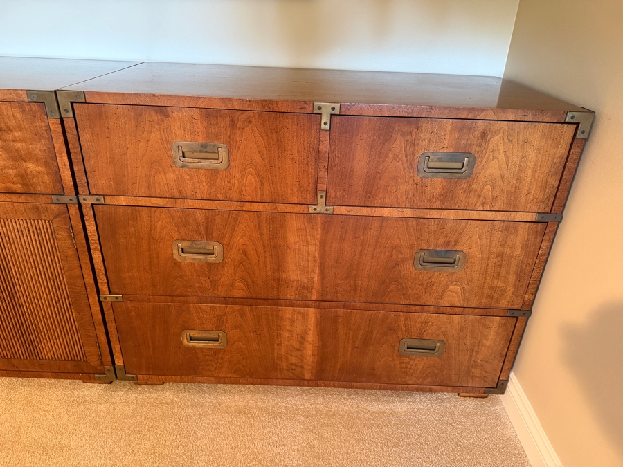(2) Mid-Century Modern Henredon Fine Furniture Walnut Campaign-Style 6-Drawer Dresser 39W X 19D X 30H And 2-Drawer Cabinet 36W X 19D X 30H [Photo 11]