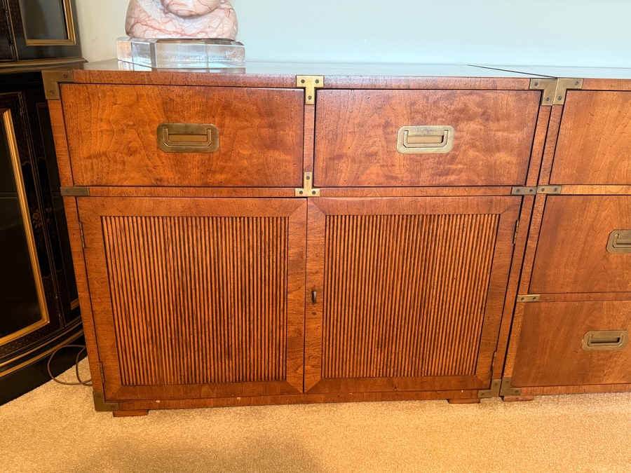 (2) Mid-Century Modern Henredon Fine Furniture Walnut Campaign-Style 6-Drawer Dresser 39W X 19D X 30H And 2-Drawer Cabinet 36W X 19D X 30H [Photo 8]