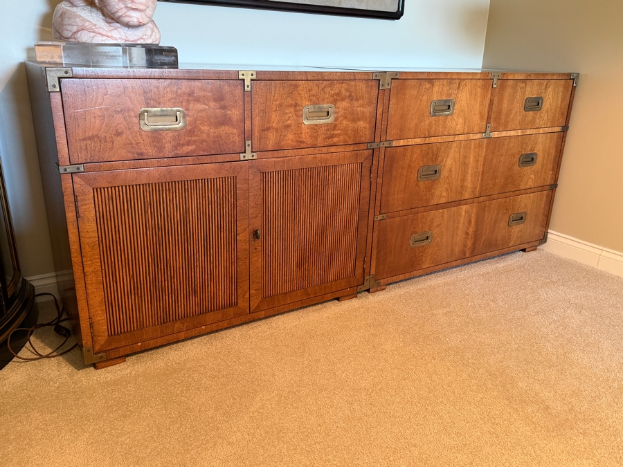 (2) Mid-Century Modern Henredon Fine Furniture Walnut Campaign-Style 6-Drawer Dresser 39W X 19D X 30H And 2-Drawer Cabinet 36W X 19D X 30H [Photo 6]