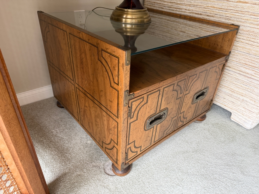 Mid-Century Wooden Cabinet With Glass Top 26W X 26D X 21H [Photo 3]