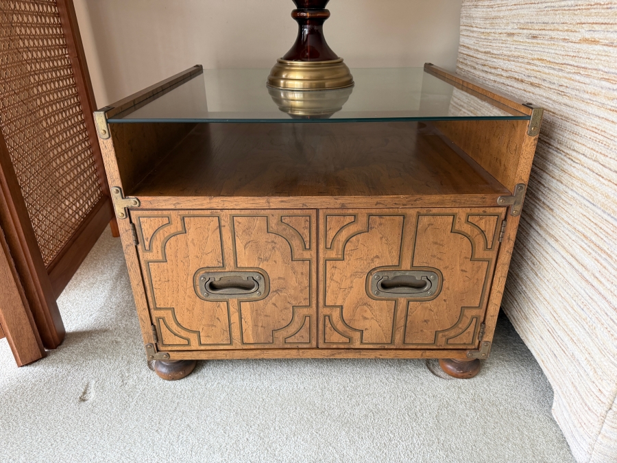 Mid-Century Wooden Cabinet With Glass Top 26W X 26D X 21H [Photo 2]
