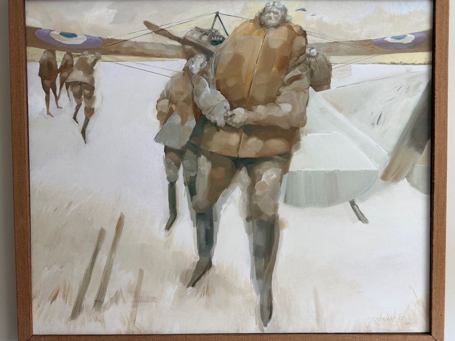 Original Mid-Century Impressionist Aviation Oil Painting On Canvas By Noonan Dated 1965 48' X 41' Framed 51'W X 43'H [Photo 2]