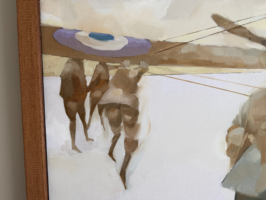 Original Mid-Century Impressionist Aviation Oil Painting On Canvas By Noonan Dated 1965 48' X 41' Framed 51'W X 43'H [Photo 4]