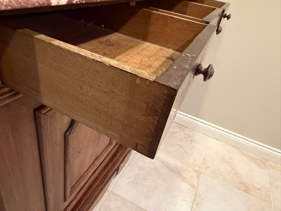 Antique 19th Century French Cabinet Washstand With Marble Top And Backsplash 45W X 24D X 44H [Photo 9]