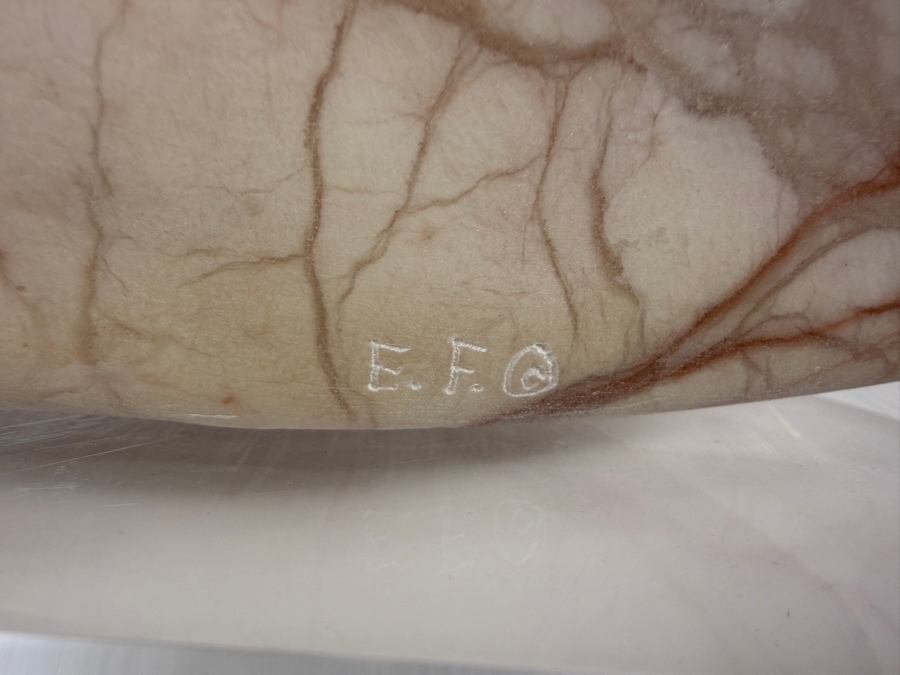 Impressive Native American Alabaster Carving Signed E.F. On Lucite Base 11W X 8D X 10H [Photo 8]