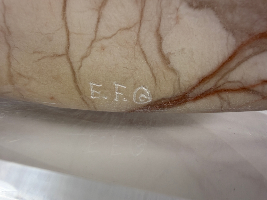 Impressive Native American Alabaster Carving Signed E.F. On Lucite Base 11W X 8D X 10H [Photo 9]