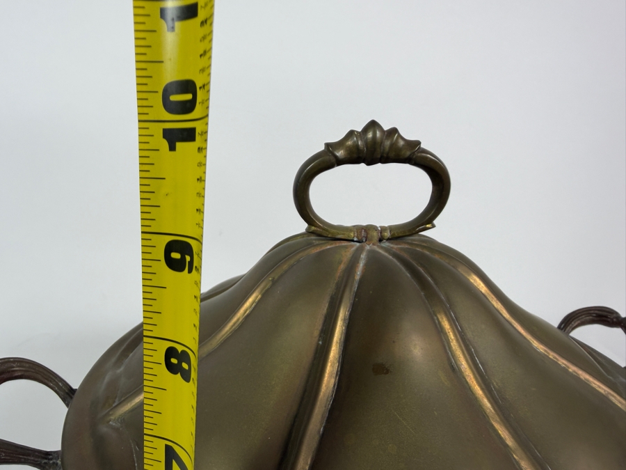 Vintage Brass Serving Dish With Footed Base And Lid 14.5W X 10H [Photo 7]