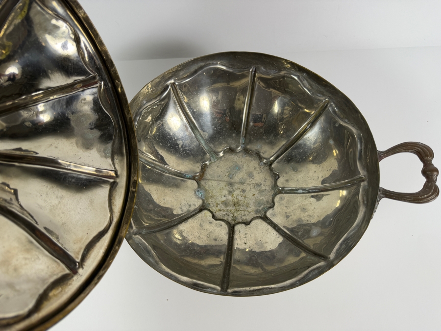 Vintage Brass Serving Dish With Footed Base And Lid 14.5W X 10H [Photo 5]