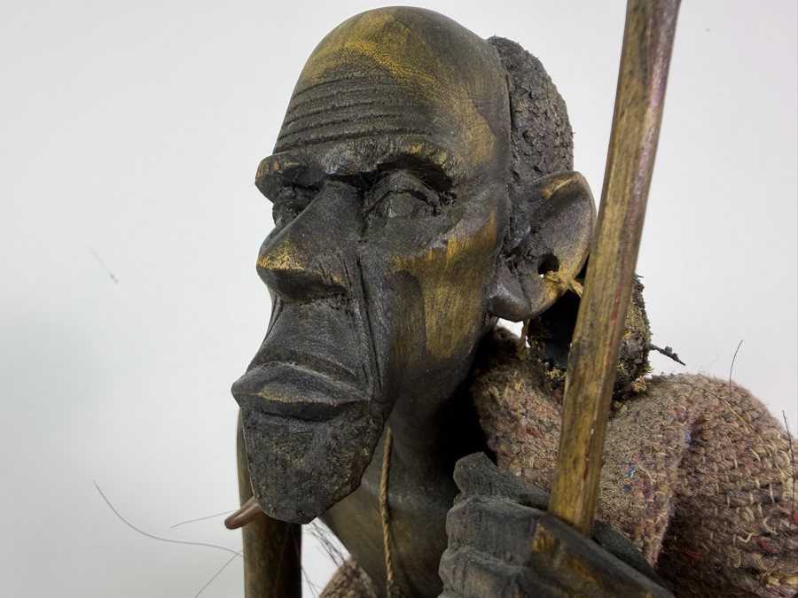 Vintage East African Hand-carved Wooden 'Medicine Man' Statue 19'H [Photo 9]