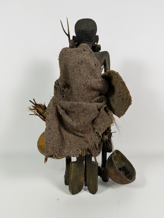Vintage East African Hand-carved Wooden 'Medicine Man' Statue 19'H [Photo 6]