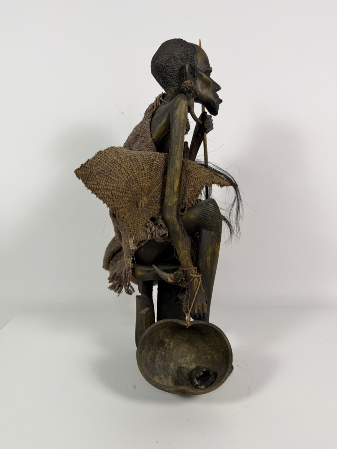Vintage East African Hand-carved Wooden 'Medicine Man' Statue 19'H [Photo 5]