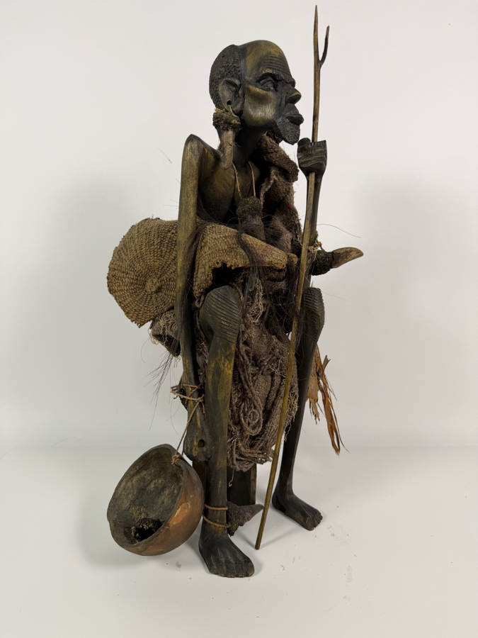 Vintage East African Hand-carved Wooden 'Medicine Man' Statue 19'H [Photo 3]