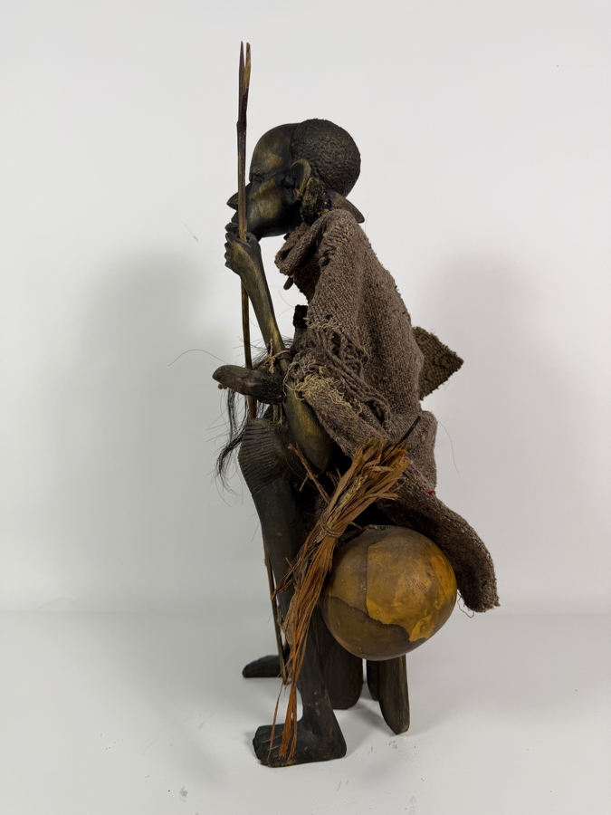 Vintage East African Hand-carved Wooden 'Medicine Man' Statue 19'H [Photo 7]