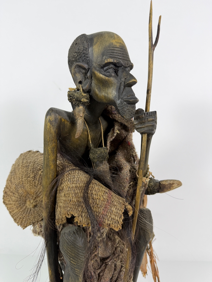 Vintage East African Hand-carved Wooden 'Medicine Man' Statue 19'H [Photo 4]
