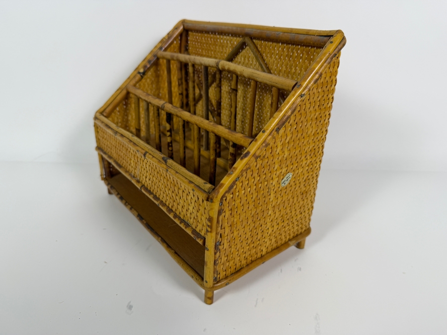 Vintage Victorian Style Boho Bamboo And Woven Rattan Cane Tiered Desk Letter Mail Organizer Sorter 10'W X 8.5'H [Photo 3]