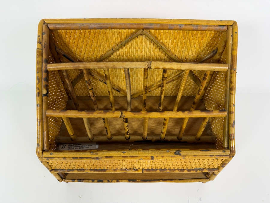 Vintage Victorian Style Boho Bamboo And Woven Rattan Cane Tiered Desk Letter Mail Organizer Sorter 10'W X 8.5'H [Photo 2]