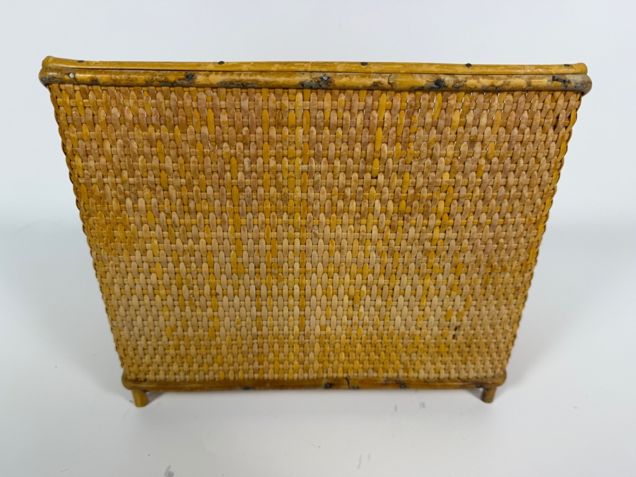 Vintage Victorian Style Boho Bamboo And Woven Rattan Cane Tiered Desk Letter Mail Organizer Sorter 10'W X 8.5'H [Photo 5]