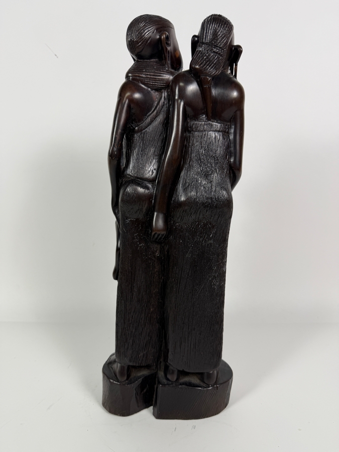 Vintage East African Makonde Hand Carved Dark Ebony Wood Dama Family Tree Unit Of Life Interlocking Tribal Figures Sculpture 15'H [Photo 4]
