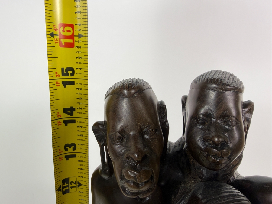Vintage East African Makonde Hand Carved Dark Ebony Wood Dama Family Tree Unit Of Life Interlocking Tribal Figures Sculpture 15'H [Photo 10]