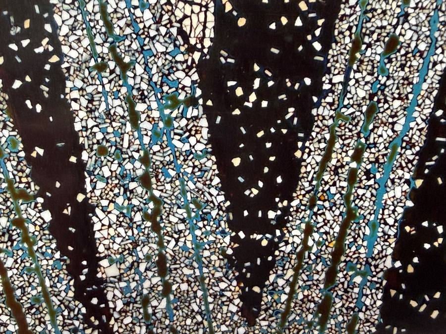 Vintage Mid-Century Modern Japanese Rankin Style Eggshell Crackle Lacquer Iris Flower Panel Wooden Wall Plaque 12'H [Photo 6]
