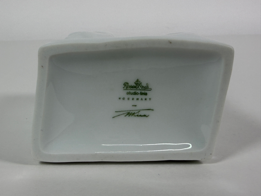 Vintage Tapio Wirkkala For Rosenthal Studio Line Germany White Glazed Bisque Porcelain Crinkled Paper Bag Vase 4'H [Photo 4]
