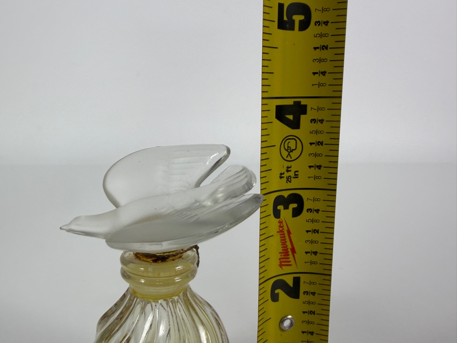 Vintage Marc Lalique For Nina Ricci L'Air Du Temps Swirl Clear Glass Perfume Bottle With Frosted Single Dove Stopper 3.5'H [Photo 6]