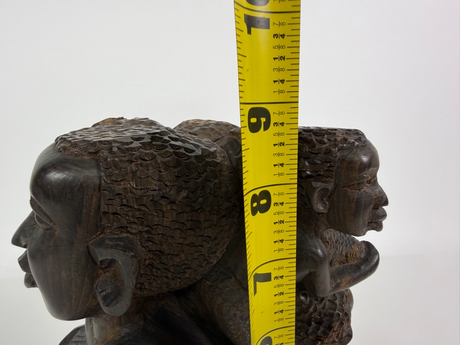 Vintage East African Makonde Hand Carved Dark Ebony Wood Dama Family Tree Unit Of Life Interlocking Tribal Figures Sculpture 9'H [Photo 7]