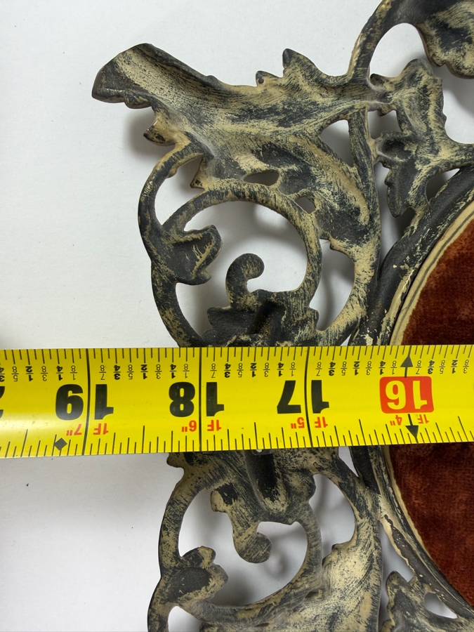 Vintage Joy Casterton Signed Two Young Children Tennis Racket Silhouette In Ornate Brass Oval Frame 12.5'H [Photo 7]