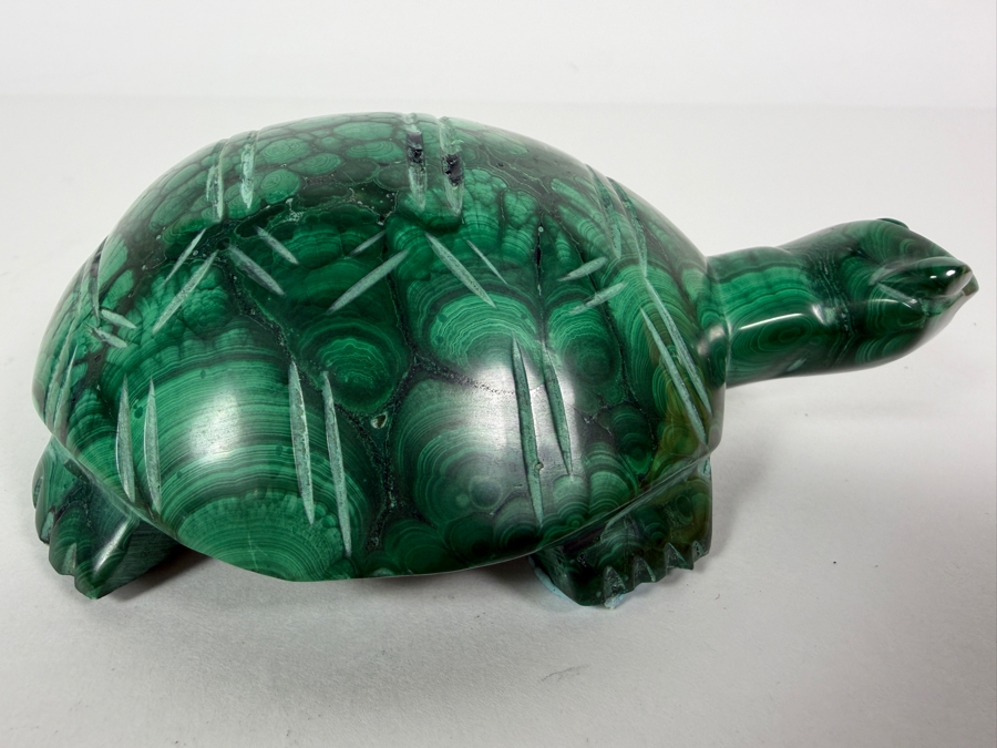Vintage Hand Carved Genuine Green Malachite Polished Tortoise Turtle Sculpture Figurine Gemstone Animal 5'L [Photo 5]