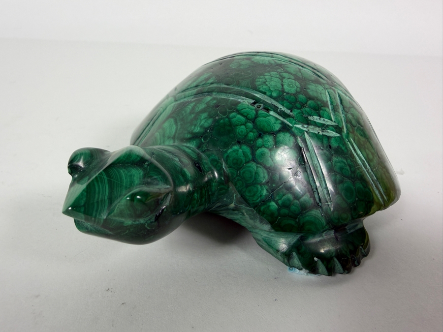 Vintage Hand Carved Genuine Green Malachite Polished Tortoise Turtle Sculpture Figurine Gemstone Animal 5'L [Photo 4]