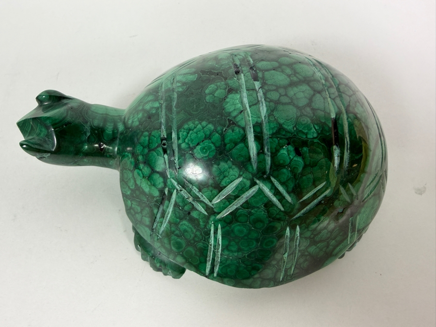 Vintage Hand Carved Genuine Green Malachite Polished Tortoise Turtle Sculpture Figurine Gemstone Animal 5'L [Photo 3]