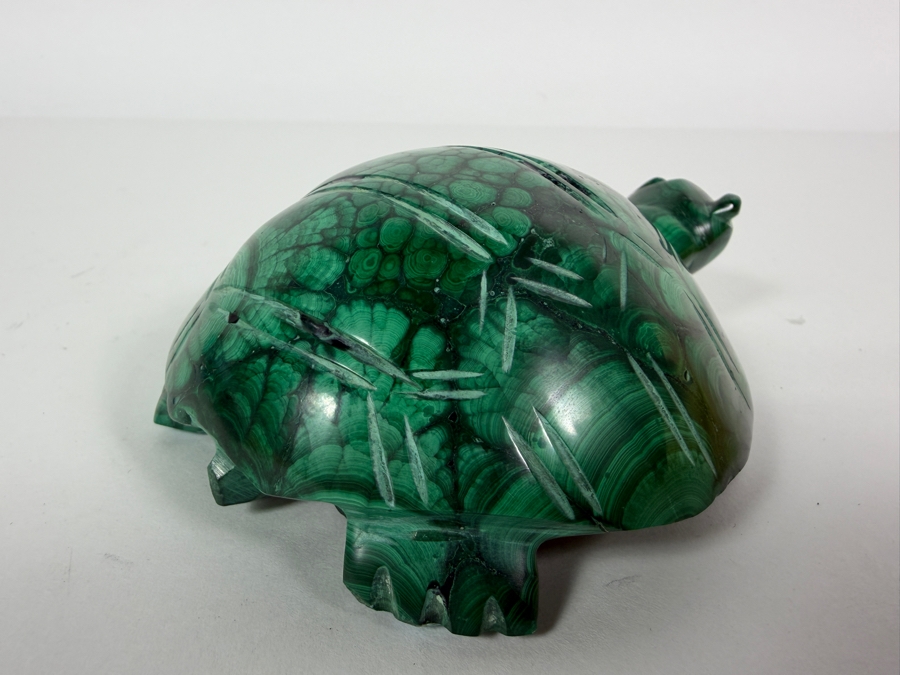 Vintage Hand Carved Genuine Green Malachite Polished Tortoise Turtle Sculpture Figurine Gemstone Animal 5'L [Photo 6]