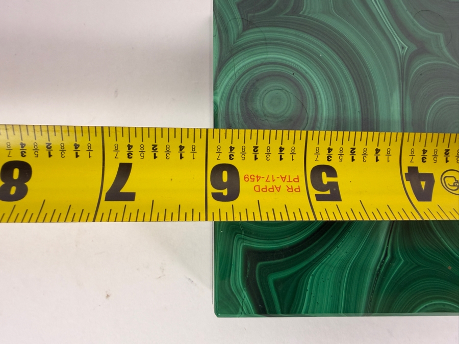 Vintage Luxury Genuine Green Malachite Veneer Hinged Lidded Rectangle Keepsake Trinket Cigar Box 6'W X 4'D X 1.5'H [Photo 6]