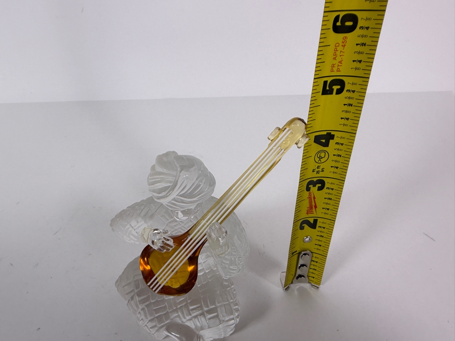 Vintage Saint-Louis France Crystal Musician Series Luth Indian Sitar Player Frosted And Amber Glass Figurine 4.25'H [Photo 8]