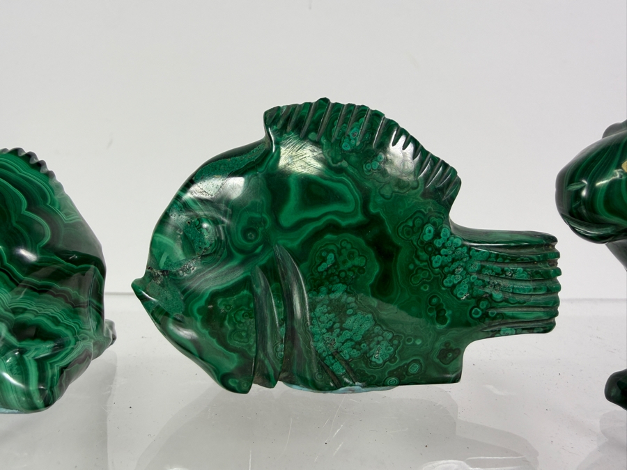 (5) Collection Of Carved Green Malachite Animals And Fish Figurines Approximately 2'H [Photo 4]