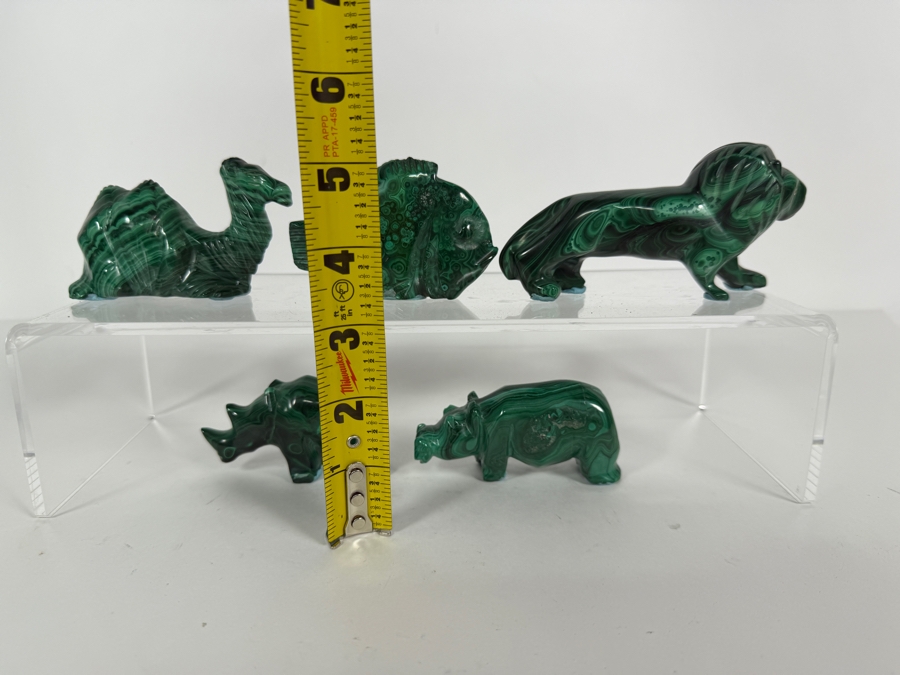 (5) Collection Of Carved Green Malachite Animals And Fish Figurines Approximately 2'H [Photo 9]