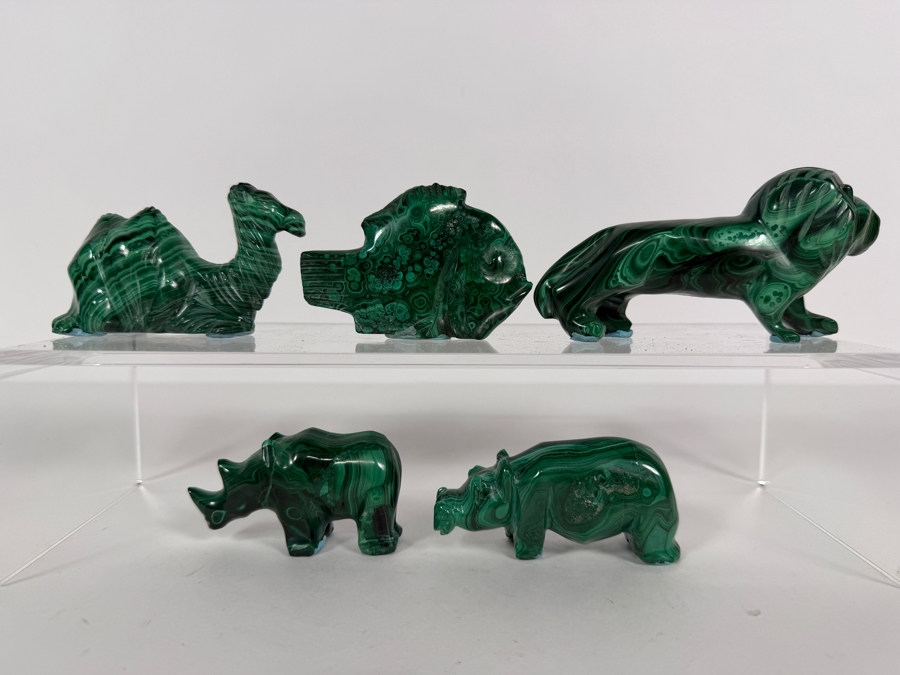 (5) Collection Of Carved Green Malachite Animals And Fish Figurines Approximately 2'H [Photo 8]