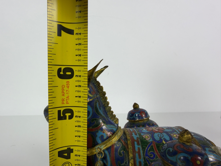 Pair Of Vintage Chinese Cloisonne Horse Figurines Each Measures 6W X 6H [Photo 12]