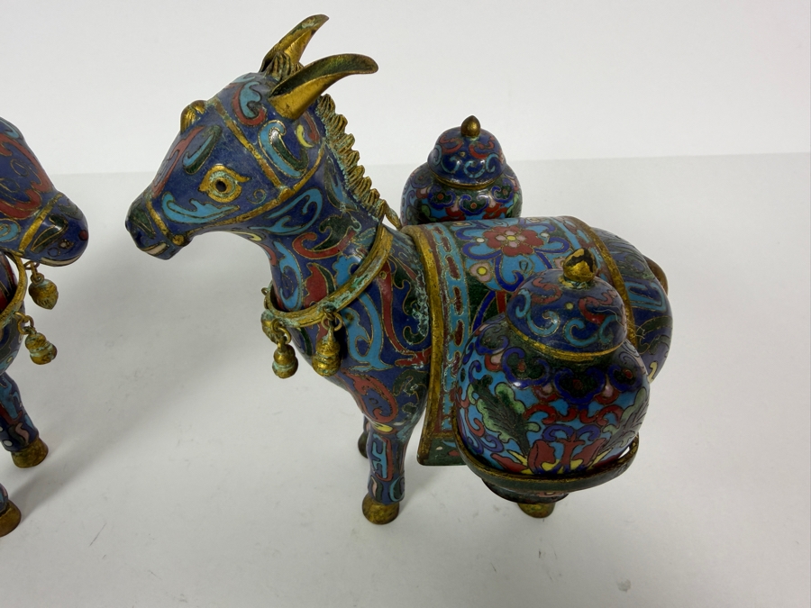 Pair Of Vintage Chinese Cloisonne Horse Figurines Each Measures 6W X 6H [Photo 6]