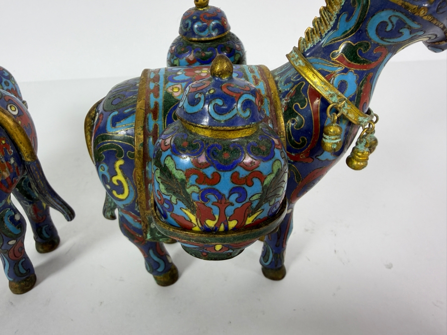 Pair Of Vintage Chinese Cloisonne Horse Figurines Each Measures 6W X 6H [Photo 9]