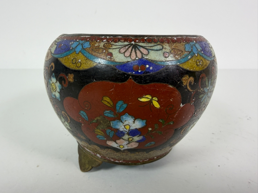 Antique Japanese Cloisonne Enamel Brazier Censer Bowl 4W X 3.25H [Photo 5]