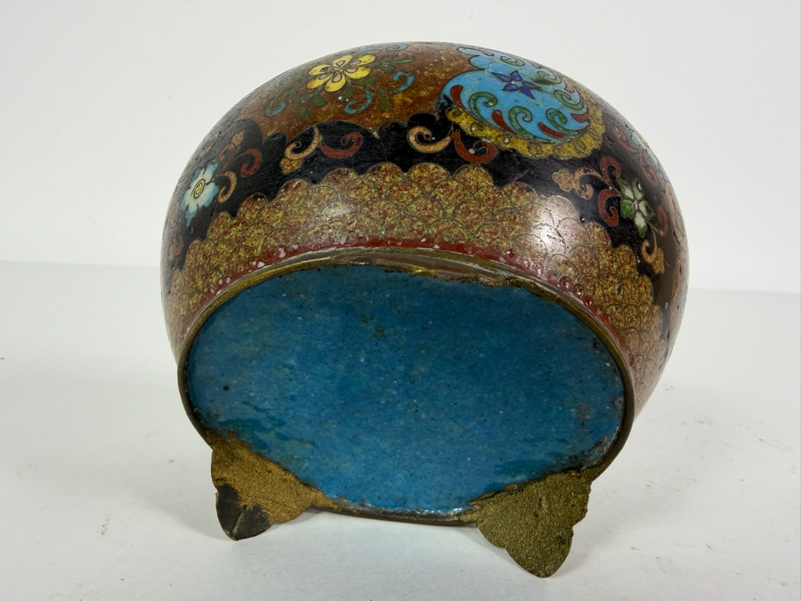 Antique Japanese Cloisonne Enamel Brazier Censer Bowl 4W X 3.25H [Photo 8]