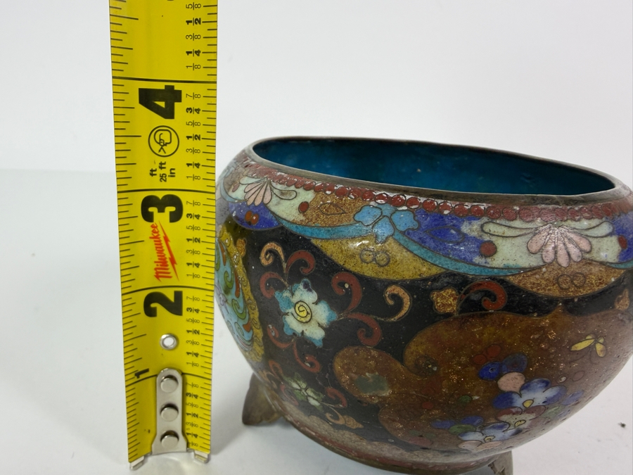 Antique Japanese Cloisonne Enamel Brazier Censer Bowl 4W X 3.25H [Photo 9]