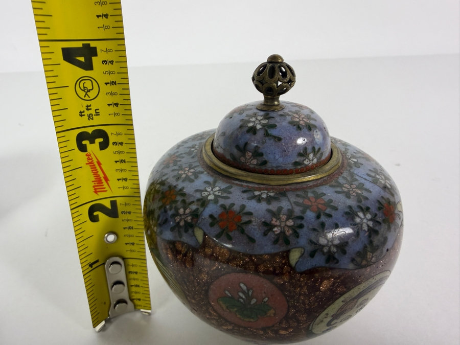  Antique Japanese Meiji Era Cloisonne Enamel Ginger Jar 3.5'H [Photo 8]