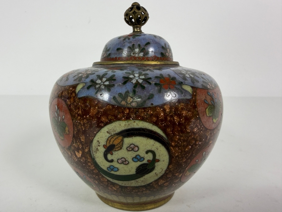  Antique Japanese Meiji Era Cloisonne Enamel Ginger Jar 3.5'H [Photo 2]