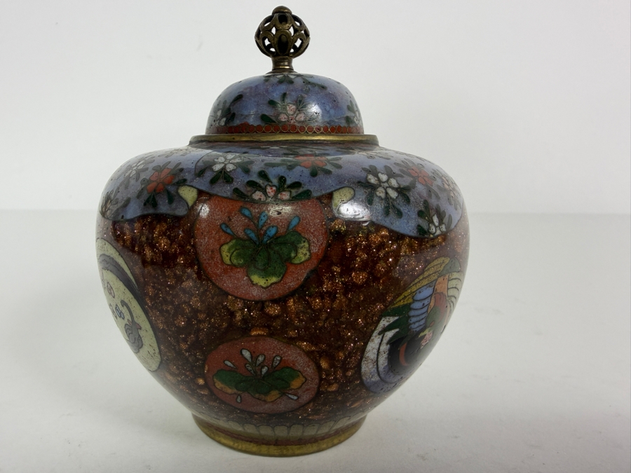  Antique Japanese Meiji Era Cloisonne Enamel Ginger Jar 3.5'H [Photo 5]