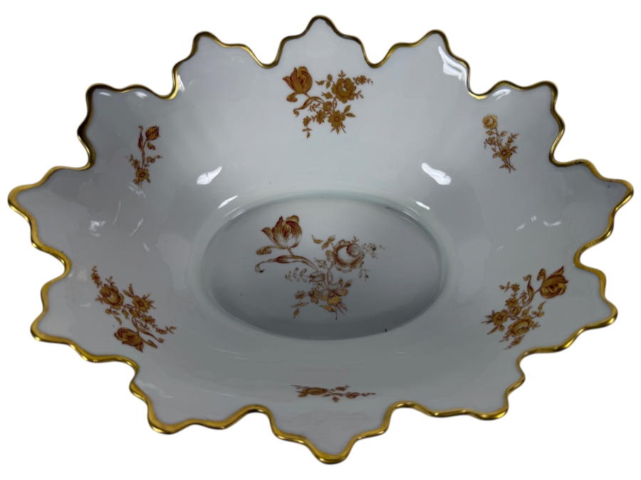 Limoges France Hand-painted Porcelain Serving Bowl 12W X 9D X 4.25H